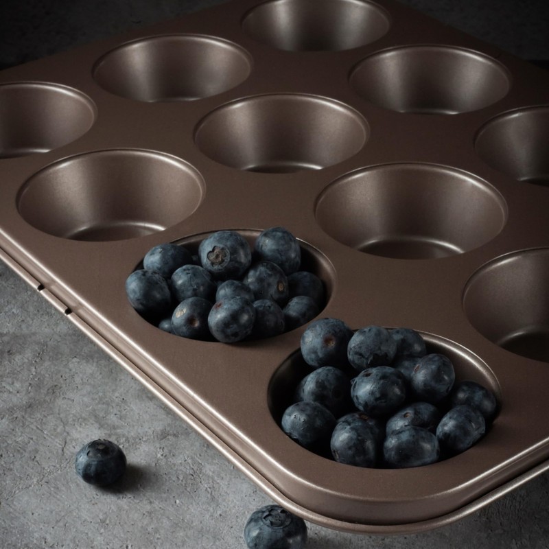 HAPPIELS Non Toxic Nonstick 12 Cup Muffin Pan | PFOA