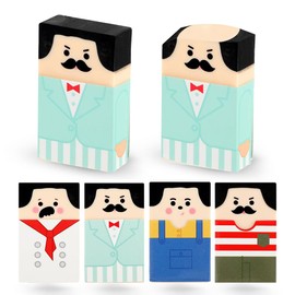 HAUUFENN Eraser, Elementary School Students, Fade, Fun, Uncle Design, Funny Eraser, For Studying, Stationery, Cute, Livestock Salerman Style, For Drawing, Present, Set of 4