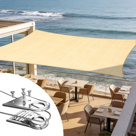 ShadeMart Heavy Duty 22' x 22' Beige Square Sun Shade Sail, Commercial Grade UPF50 Canopy SMTAWS22, Reinforced Corners & Edges, 260 GSM Fabric Heavy Duty -3 Years Warranty (We Make Custom Size)