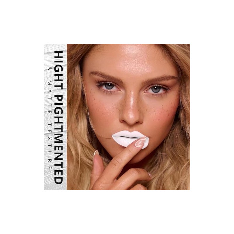 Lápiz Labial Blanco Halloween, Pintalabios Mate Líquido Pigmentado