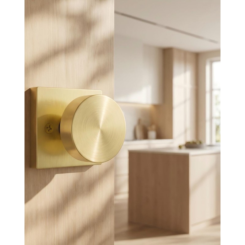 Goldenwarm Gold Dummy Door Knobs Interior, Brushed Gold Dummy Door
