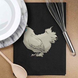 Azeeda 'Seidiges Huhn' Schwarzes Baumwoll-Geschirrtuch (TW00050314)