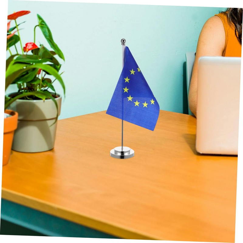 Gadpiparty European Union Table Flag with Reliable Stand for Office
