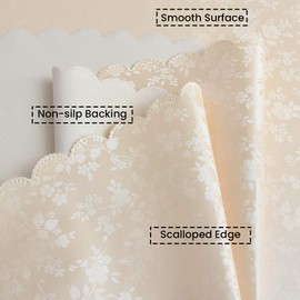 Romanstile Round Vinyl Tablecloth,100% Waterproof Heavy Duty Oil Spill Proof Stain Resistant Plastic PU Table Cover with Flannel Backing for Kitchen & Dining (Rose Beige, 60" Round)