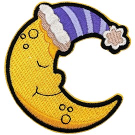 Parche para planchar con luna, bordado bonito para niños, con apliques de luna nocturna, parches para coser para agujeros, ropa, jeans, sombrero, mochilas, ropa, sombreros, chaquetas (3 pulgadas)