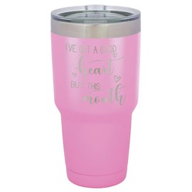 I'VE GOT A GOOD HEART BUT THIS MOUTH Engraved Light Purple 30 oz Tumbler With Straw and Slide Top Lid | Stainless Steel Travel Mug | Compare To Yeti Rambler Idea