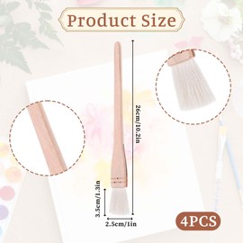 4 PCS Hake Paintbrush Set, 1 Inch Professional Soft Goat Hair Brush and Hake Paint Brush with Solid Wooden Handle, Acrylic Painting Brush Flat Hake Fan Brush for Watercolor, Pottery, Painting Arts