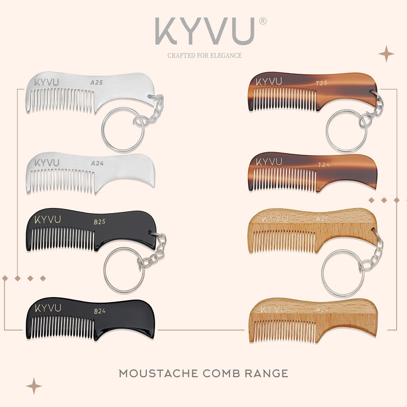 KYVU A25 Metal Moustache & Beard Comb with Keyring for