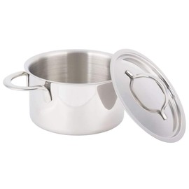 G.E.T. Enterprises Stainless Steel Stainless Steel Mini Stock Pot with Lid Stainless Steel Specialty Servingware Collection 4-80555 (Pack of 1)