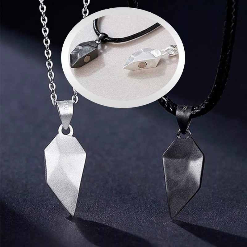 Veraly Collar Para Parejas Medio Corazón De Metal Magnético Imán