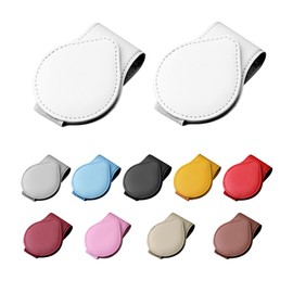 Sylvil 2 PCS Sunglasses Holder for Car Visor, Magnetic Leather Auto Eyeglass Hanger Clip, Visor Ticket Card Clip Eyeglasses Mount, Universal Interior Visor Car Accessories Gadgets (White)