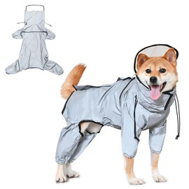 Avont Impermeable para Perro, Ropa de Lluvias de Diseño Reflectante de Moda para Perros Dog Raincoat -XL Gris Espacio