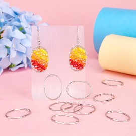 PandaHall 10pcs Alloy Oval Open Back Bezel Pendants - Platinum Plated Resin Earring Hollow Frame Blanks for DIY Resin Pressed Flower Jewelry Making