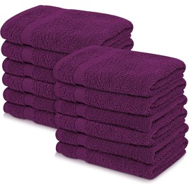 Wholesale Trade Dealz 12 X Face Cloth Flannels (30 x 30 cm-600GSM) 100% Egyptian Cotton Wash Cloths Quick Dry & Absorbent Towel Set for Gym,Spa,Golf (Purple, Cotton)