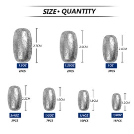 Egg Sinkers Fishing Weights Kit,42pcs Oval Drop Weights Sinkers Saltwater Surf Fishing Weights Bass Casting Worm Weights Catfishing Gear Tackle 1/8oz-1.5oz