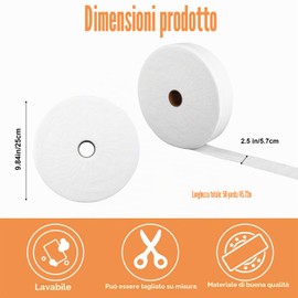 Ovatta da Imbottitura su Rotolo da 5,7cm x 45,72m, Imbottitura Cotone per Patchwork Rotolo di Imbottitura in Cotone Biologico per Cucire Imbottitura Quilting(Bianco)