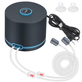 Persuper Aquarium Air Pump Dual Outlets, Super Quite Fish Tank Air Pump 20-600 Gallons, 5W 110V Adjustable High Output Silent Oxygen Aerator Pump with Air Stone Airline Tubing Check Valve Accessories