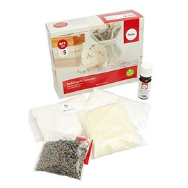 Rayher Craft Kit Lavender Bath Bombs, DIY Kit, Cosmetic Wax Blend for Making Bubble Bath Bombs with Lavender Scented 34288000