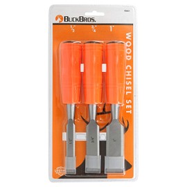 Buck Brothers 120203K 3-Piece Wood Chisel Set With Acetate Handles | 1/2 Inch, 3/4 Inch, 1 Inch Chisels Included | Carve, Cut, and Shape Wood, Install Windows and Doors | Carpentry Tools