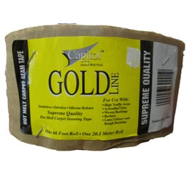 Capitol Gold Line Carpet Tape | Hot Melt Carpet Seam Tape | Smokeless & Odorless Silicone Release | For Use in High Traffic Areas | 66 Foot Roll
