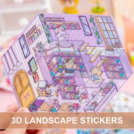 COYUN 5 Sets 3D House Stickers Scene, Miniature House Stickers 3D, Scene, House Stickers Make Your Own, Relief Stress for Adults and Children, Birthday, Christmas Gift for Children