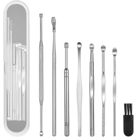 Geengle 8 Pcs Ear Pick Earwax Removal Kit with Cleaning Brush and Storage Box