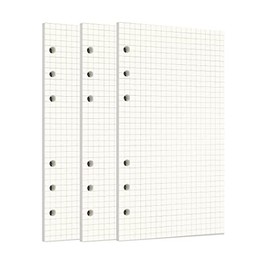 Zelten 3 Pack A6 135 Sheets/270 Pages Squared Loose Leaf Punched Paper Refills Paper for 6 Hole Binder Personal Organizer Diary Notebook Refillable Planner