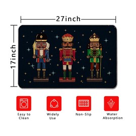 QIONG MENG Christmas Door Mat Outdoor Rug Nutcracker Decorative Doormats Dark Blue Farmhouse Home Kitchen Entrance Rug Floor Front Door Mats 17 x 27 Inch