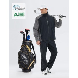 fit space Waterproof Golf Rain Jacket for Men 20K Performance Lightweight Rain Jackets for All Sports (Grey-full-zip, Medium)