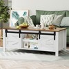 YESHOMY Coffee Table with Sliding Barn Doors & Storage, Wooden