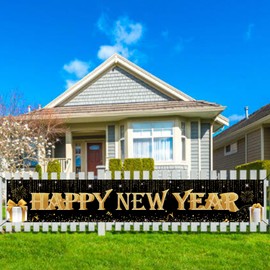 Koliphy New Year's Eve Decoration 2024 New Year Banner, 2024 Happy New Year Banner, New Year's Eve Party Fabric Background, New Year Decoration 2024 New Year's Eve Party Decoration for Indoor and