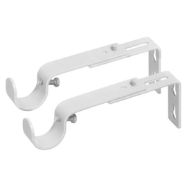 Adjustable Brackets for Curtain Rods - for 7/8 or 1 Inch Rods. Set of 2 (White)