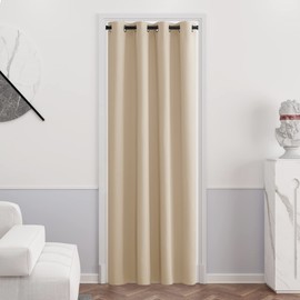 PONY DANCE Blackout Curtains Beige - 1 Piece, H 240 x W 140 cm ,Thermal Curtain, Against Cold and Heat, Curtains, Opaque Bedroom Curtains with Eyelets, Biscotti Beige