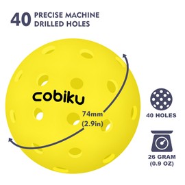 COBIKU Premium Outdoor Pickleballs Balls 3Pack - USAPA Approved Tournament and Competition Pickleball with Perfectly Balanced and Visibility, 40 Hole Pickleball Ideal for All Skill Levels - Yellow