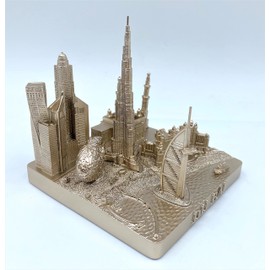 ZIZO Modern The World Landmarks Model Buildings City Skyline Statue for Home Decor for Boy Friends Gold 4" (Dubai)