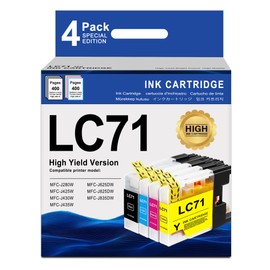 MOLIMER LC71 Ink Cartridge 4 Pack Replacement for Brother LC71 LC75 LC79 XL Ink Cartridges for MFC-J435W MFC-J425W MFC-J430W MFC-J280W MFC-J625DW Printer Ink (Black/Cyan/Magenta/Yellow)
