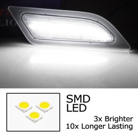 iJDMTOY Clear Lens White Full LED Front Side Marker Light Kit Compatible With 2012-14 Mercedes W204 LCI C250 C300 C350 Sedan/Coupe, Powered by SMD LED, Replace OEM Sidemarker Lamps