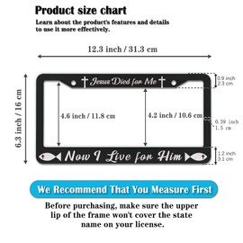 License Plate Cover Black and White License Plate Frames Jesus Died for Me Now I Live for Him Aluminum Metal Car Accessory 2 Pack with Screw Covers Set