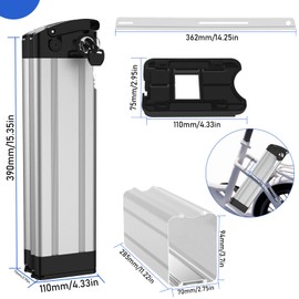 Yasco 36V/ 48V Battery Holder Cells Case Box for Ebike Lithium Battery 18650 Large Shell Case Holder (Silver 36V)