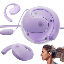 Earphone Wireless Bluetooth 5.4 OWS Waterproof Sport Headsets Noise Reduction Small Mini Coconut Ball Headphones with Mic, HIFI Sound Quality Audio Earbud - Color: Purple