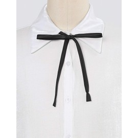 [Allegra K] Women's Solid Color Self Tie Neck Tie Adjustable Bow Tie Bow Tie, Black