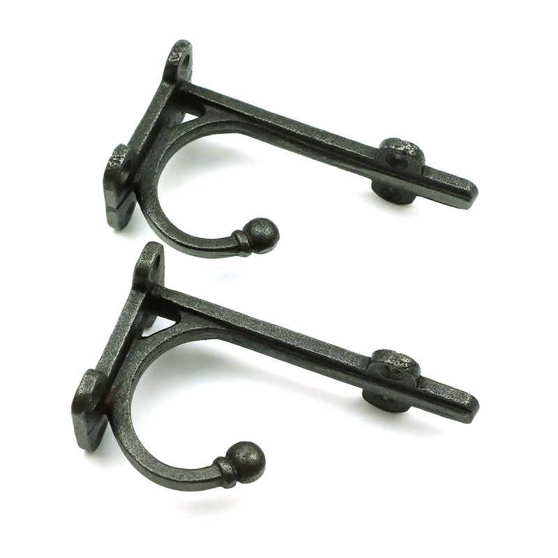 Oakcrafts Pair of Small Shelf Brackets with Hook TRANBY Antique