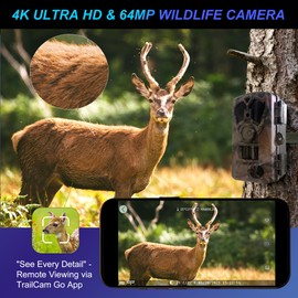 Origem Trail Camera WIFI 64MP 4K 0.1s Trigger with 940nm No-Glow IR, 25m Night Vision IP66 Waterproof Game Camera for Hunting Wildlife Monitoring in Farm Forest Backyard