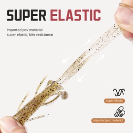 Soft Lure for Bass Fishing Wafting Bug Swimbait Shrimp Lure Worm Lure 7.6g/0.27oz 101mm Pack of 6 (Coffee-1#)