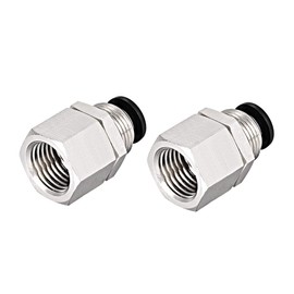 sourcing map 6mm Tube to 1/4 BSPT Push Lock Fitting, Bulkhead Union Air Fittings 2pcs