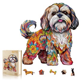 Wooden Puzzles for Adult, Shih Tzu Dog Wooden Jigsaw Puzzle, Unique Wood Shape Cut Puzzle, Best Gifts for Puzzle Lovers (S-8 * 8.4in-100pcs)