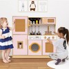 Costzon Kids Kitchen Playset, Wooden Play Kitchen w/Rattan Door, Realistic