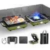 ODSD 2 Burner Camping Stove with Windshield, 20000 BTU Propane