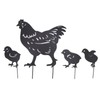 4Pcs Hen Chicken Silhouette Hollow Stake Design Cute Hen Chicken