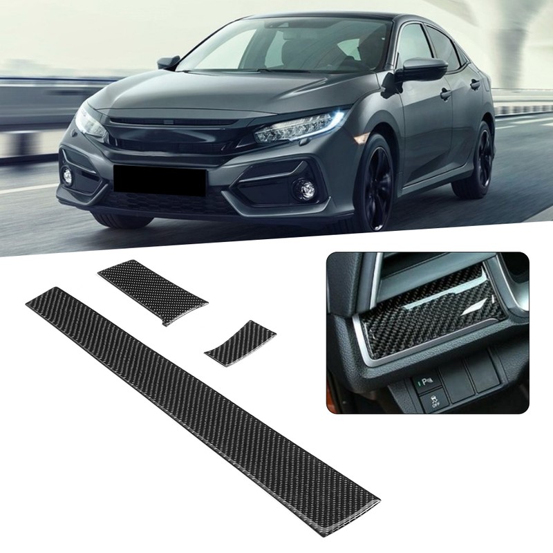 3pcs/set Center Console Trims Real Carbon Fiber Dashboard Covers Stickers